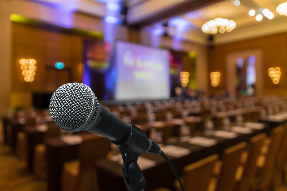 microphone at conference booked at the Rocky Mount Event Center
