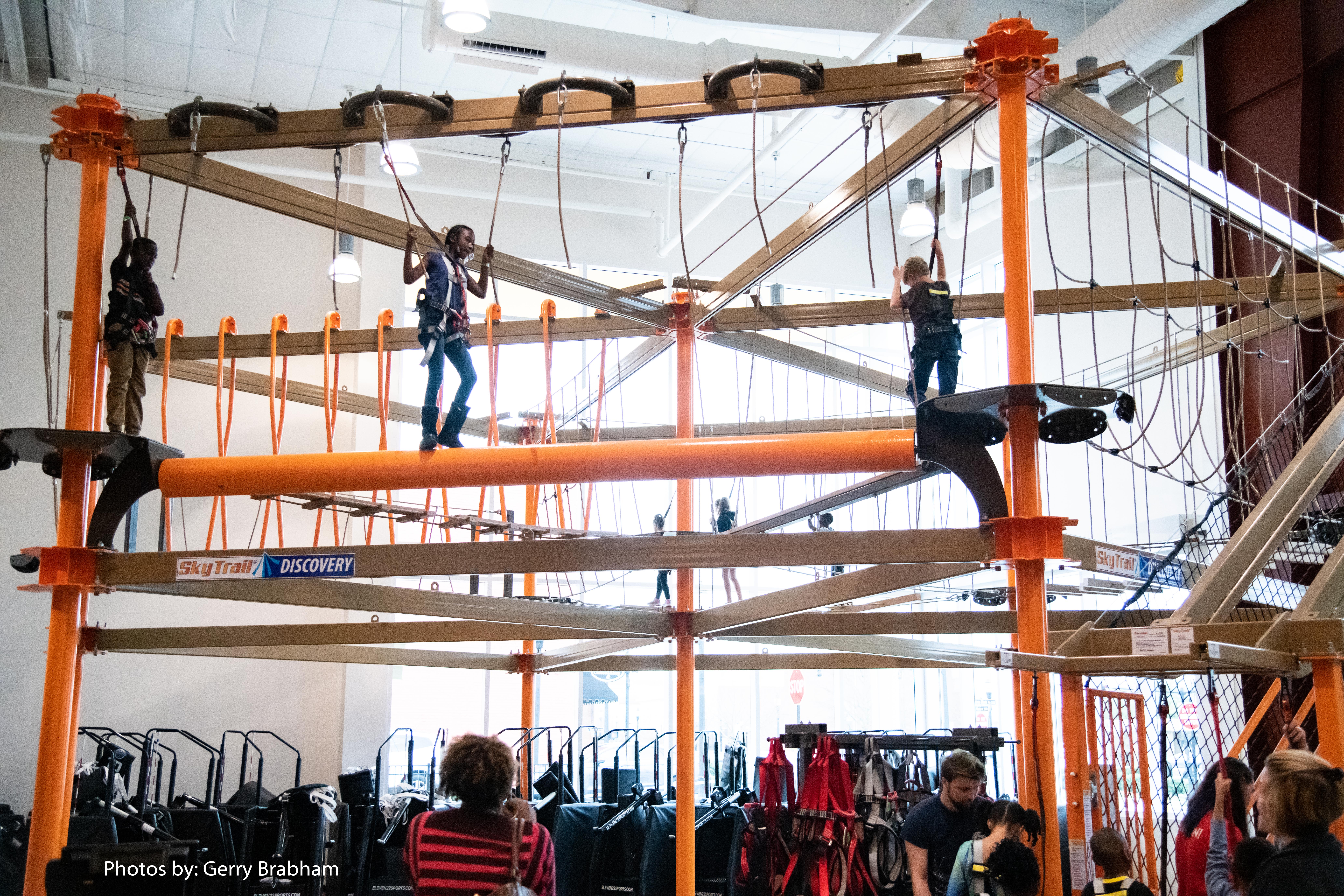 climbing equipment in rocky mount event center orange