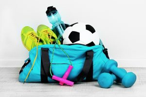 bag with sports items for a weekend tournament
