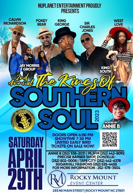Promo for 2nd Annual Kings of Southern Soul concert in Rocky Mount North Carolina