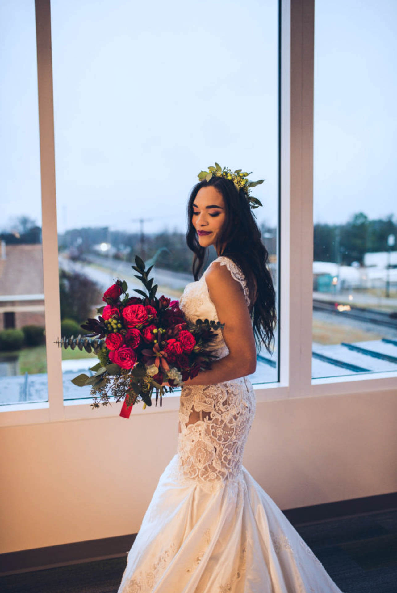 bride posing at Rocky Mount Event Center